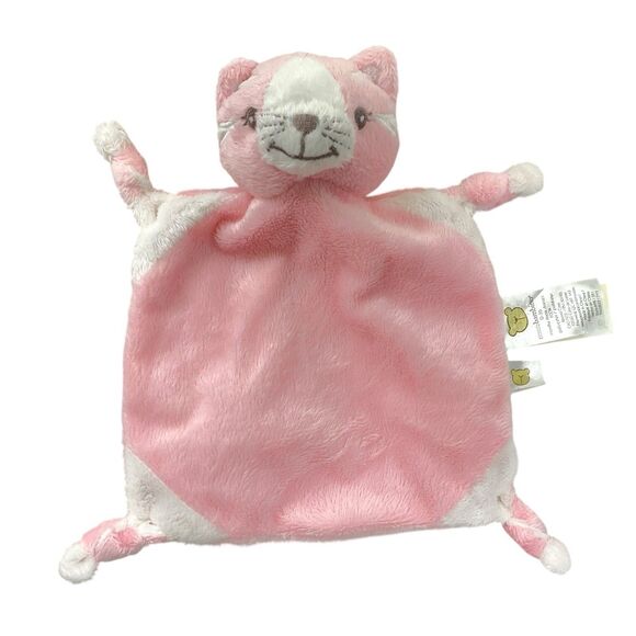 Piccolo Bambino 0-36M Pink Cat Lovey Security Blanket Soft 9” Stuffed Animal Toy - Picture 1 of 5